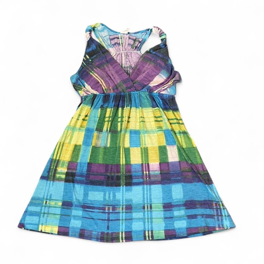 y2k multicolored plaid babydoll top